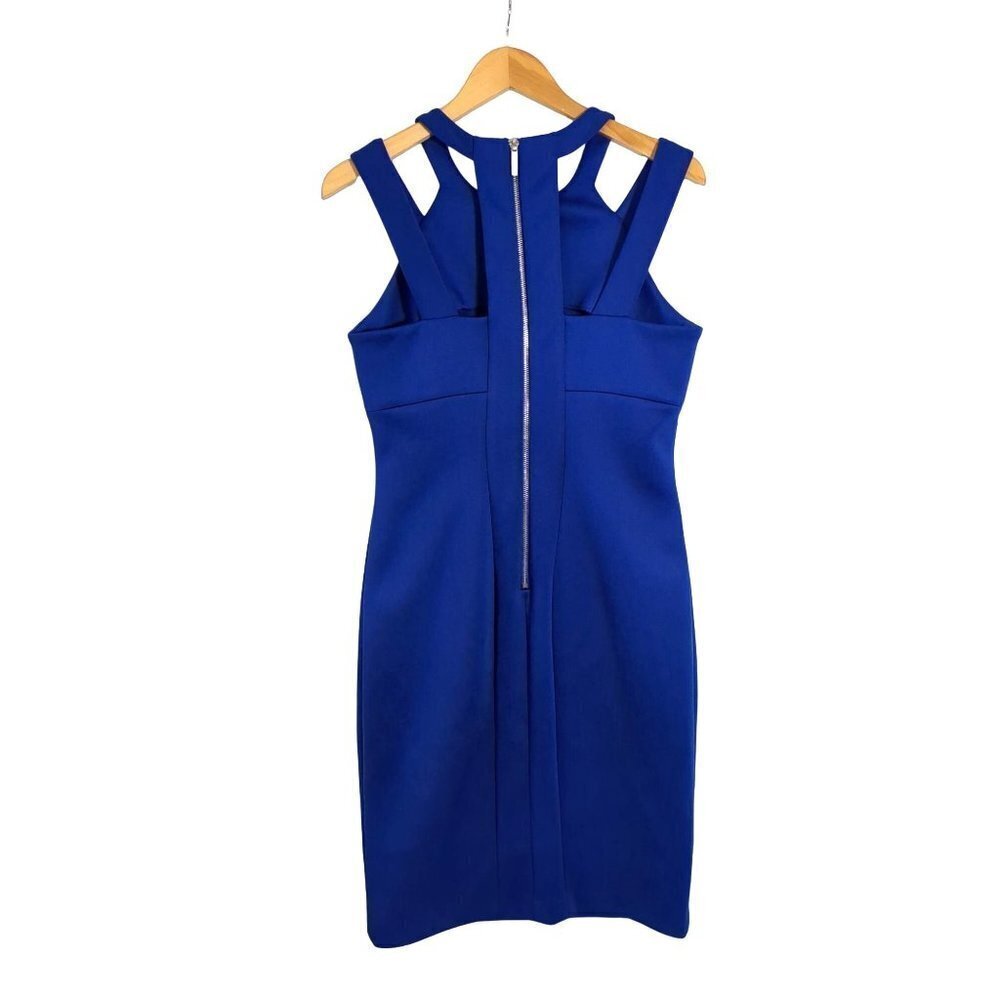 Calvin‎ Klein Dress Womens 8 Royal Blue Shift Sleeveless Cut Out Form Fit - Picture 4 of 14